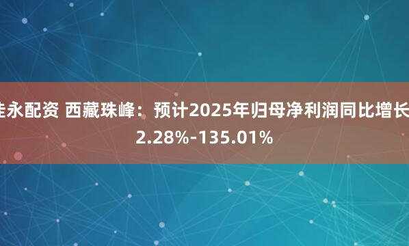 佳永配资 西藏珠峰：预计2025年归母净利润同比增长92.28%-135.01%