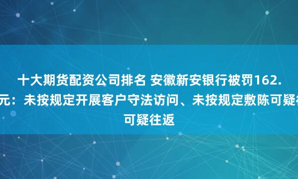 十大期货配资公司排名 安徽新安银行被罚162.6万元：未按规定开展客户守法访问、未按规定敷陈可疑往返
