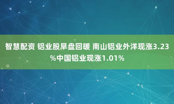 智慧配资 铝业股早盘回暖 南山铝业外洋现涨3.23%中国铝业现涨1.01%
